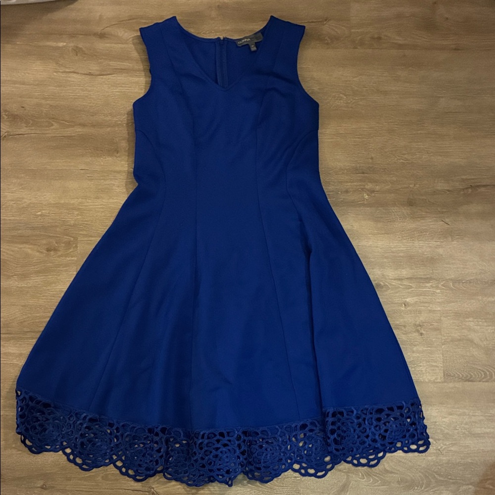 Donna Ricco Royal Blue Lace Hem Mini Dress